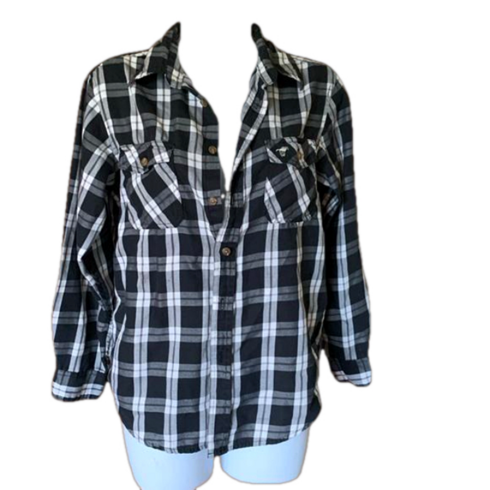 Wrangler black and white flannel boys xl 14/16 in box 19